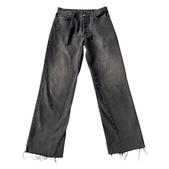 We The Free Womens 26 Black Regular High Rise Button Fly Slouchy Raw Hem Jeans - Picture 1 of 10